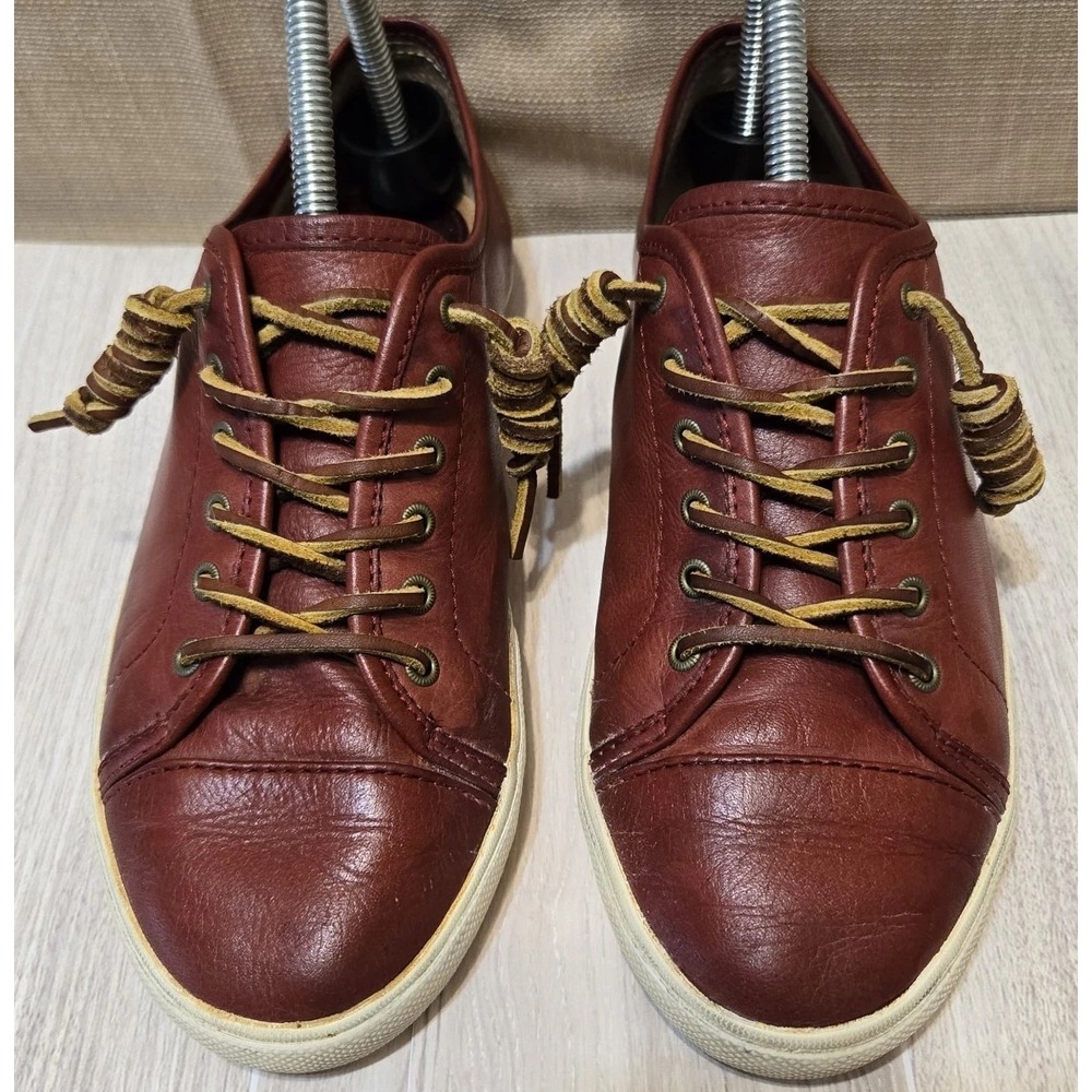 FRYE Bud Sneakers Womens 6M Red Leather Casual Lace Up Sneakers Shoes EUC